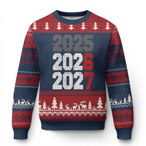 Funny 67 New Year Ugly Christmas Sweater Happy New Year 2026 2027 Sports Jersey Number TS11 Navy Red Print Your Wear