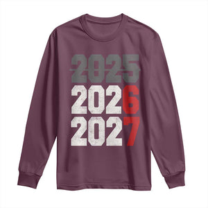 Funny 67 New Year Long Sleeve Shirt Happy New Year 2026 2027 Sports Jersey Number TS11 Maroon Print Your Wear