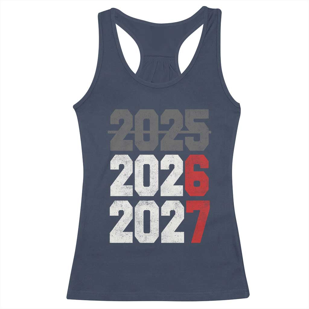 Funny 67 New Year Racerback Tank Top Happy New Year 2026 2027 Sports Jersey Number TS11 Navy Print Your Wear