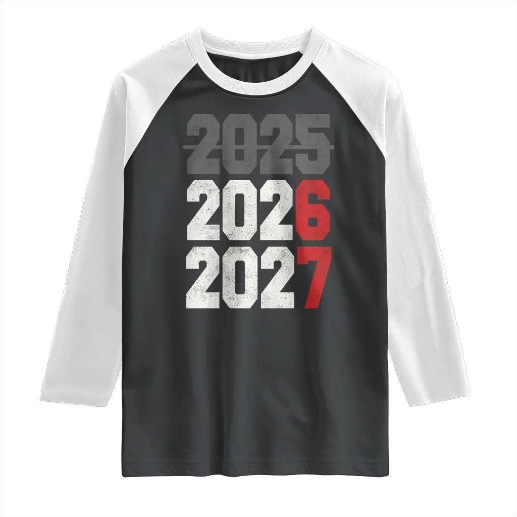 Funny 67 New Year Raglan Shirt Happy New Year 2026 2027 Sports Jersey Number TS11 Black White Print Your Wear