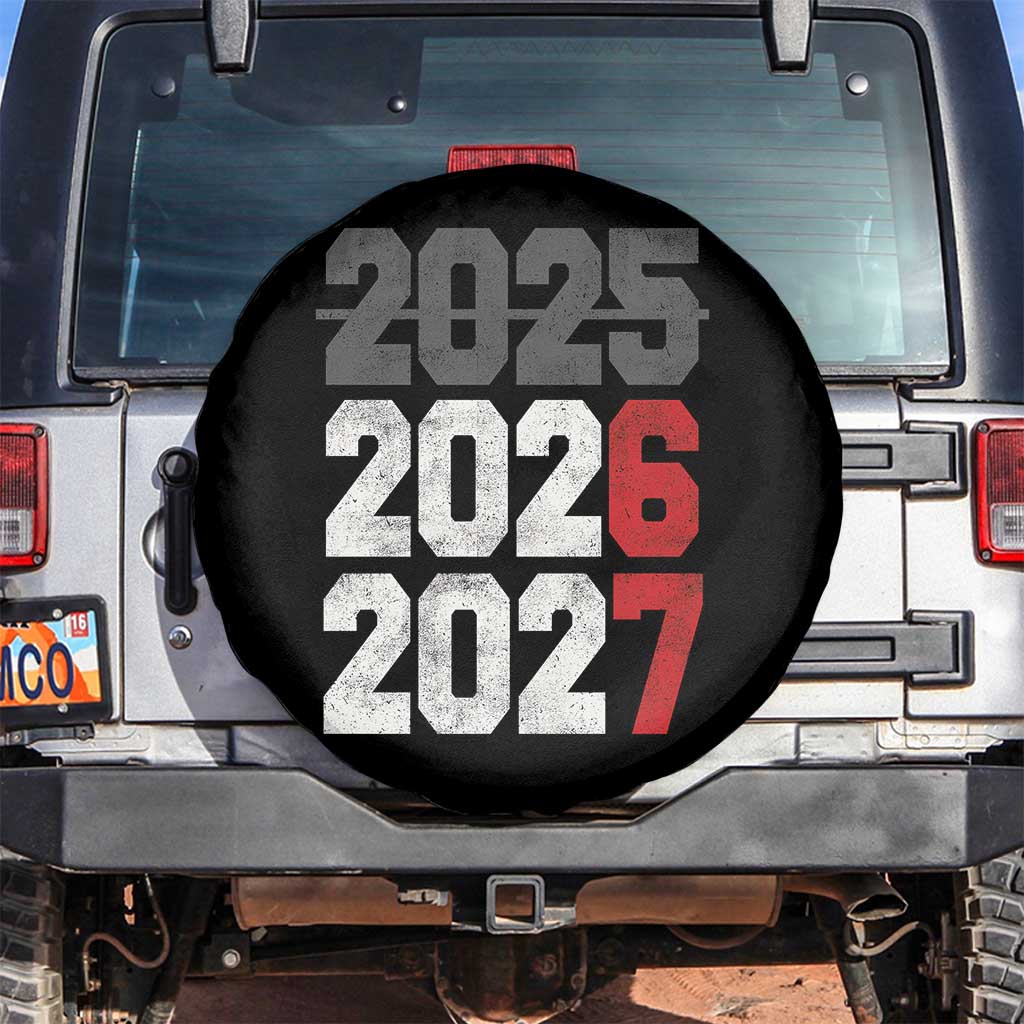Funny 67 New Year Spare Tire Cover Happy New Year 2026 2027 Sports Jersey Number TS11 No hole Black Print Your Wear
