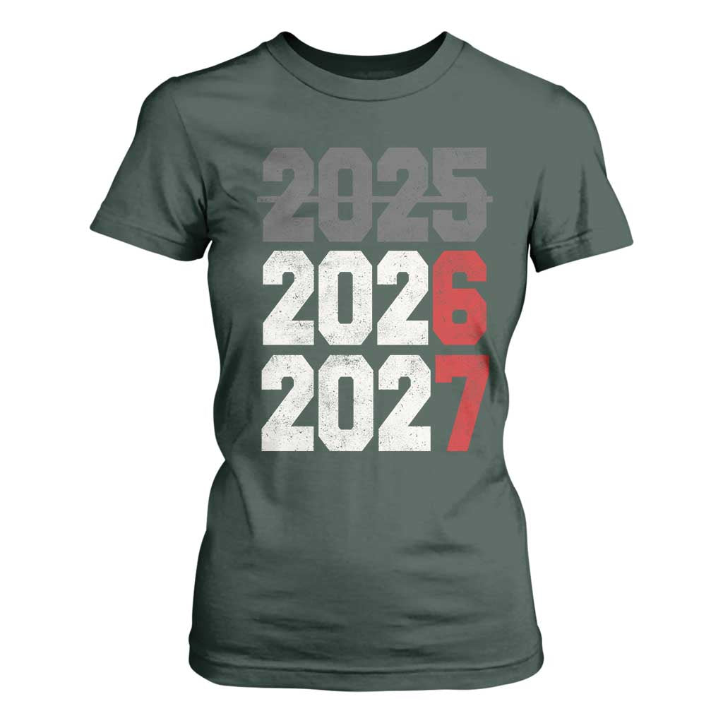 Funny 67 New Year T Shirt For Women Happy New Year 2026 2027 Sports Jersey Number TS11 Dark Forest Green Print Your Wear