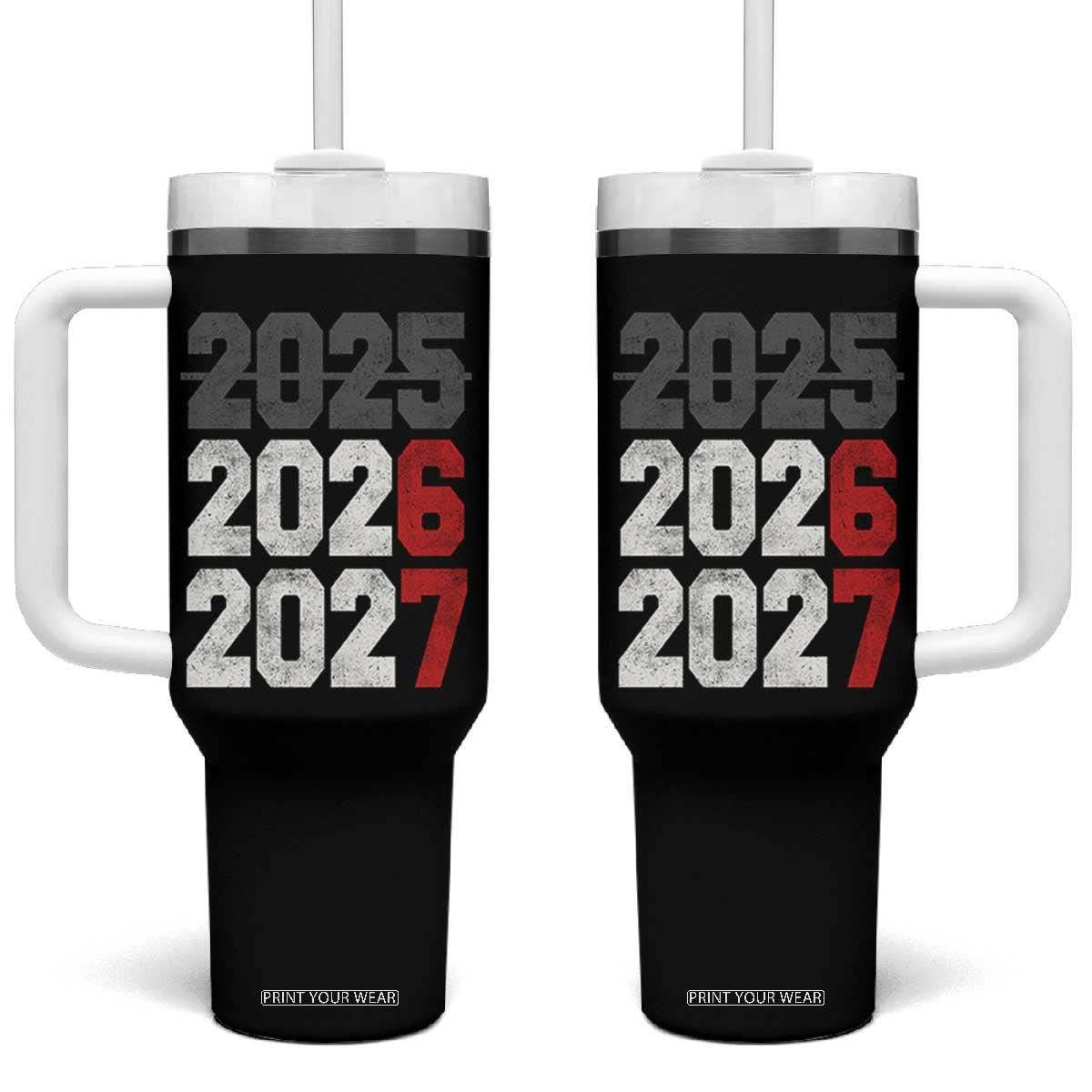 Funny 67 New Year Tumbler With Handle Happy New Year 2026 2027 Sports Jersey Number TS11 One Size: 40 oz Black Print Your Wear