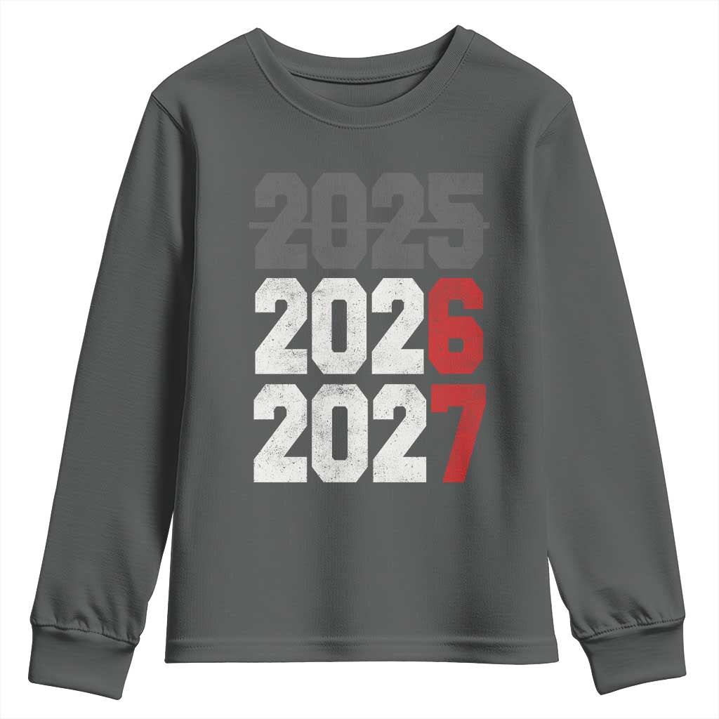 Funny 67 New Year Youth Sweatshirt Happy New Year 2026 2027 Sports Jersey Number TS11 Dark Heather Print Your Wear