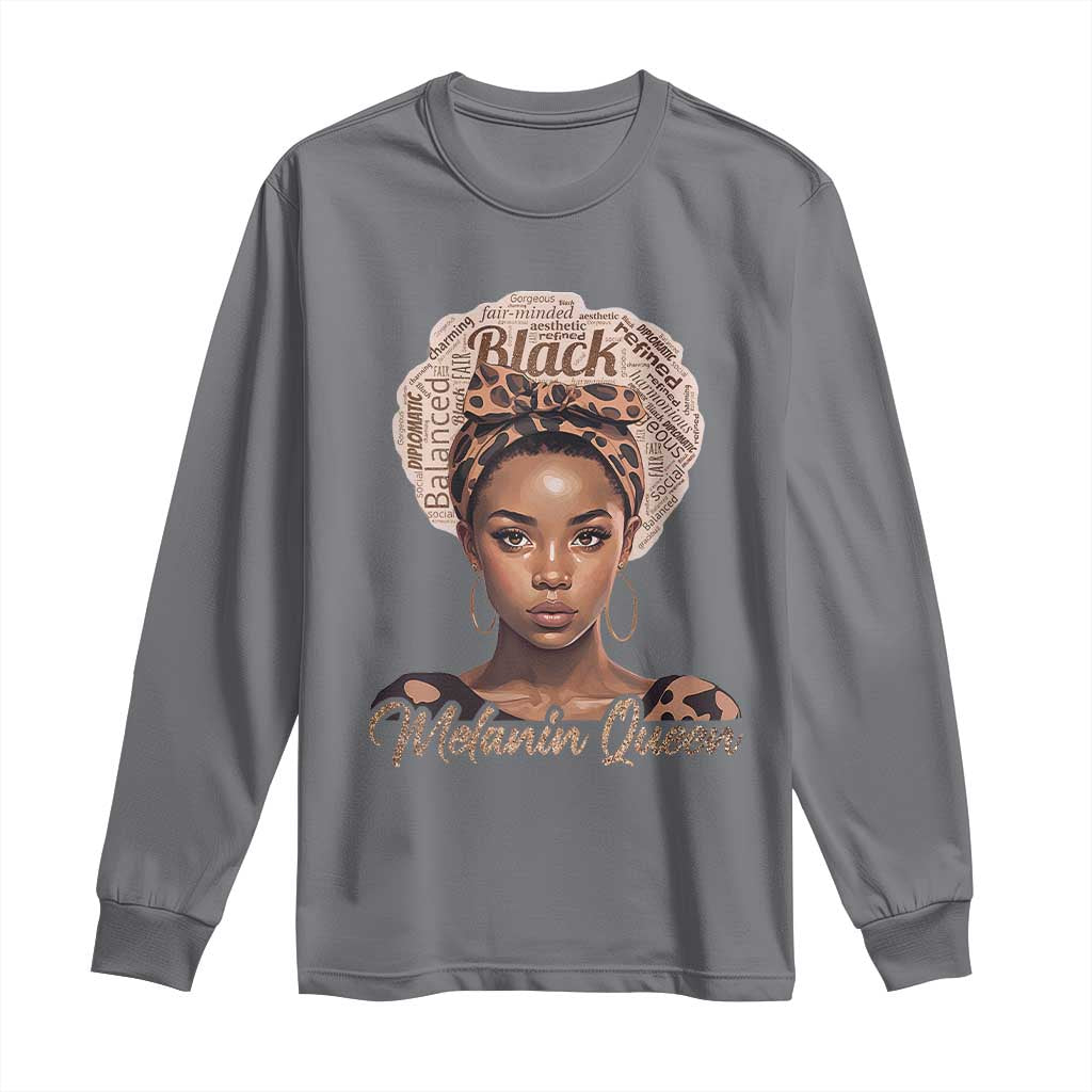 Melanin Queen Long Sleeve Shirt Proud African American Black Pride TS11 Charcoal Print Your Wear