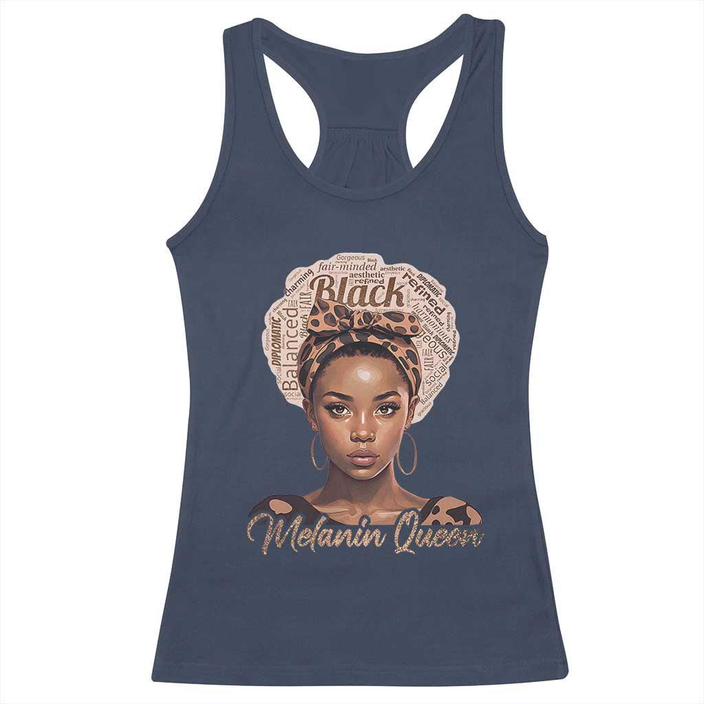 Melanin Queen Racerback Tank Top Proud African American Black Pride TS11 Navy Print Your Wear