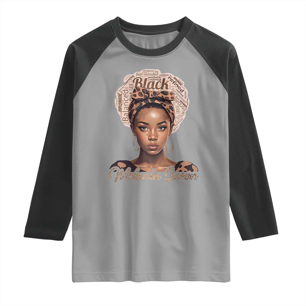 Melanin Queen Raglan Shirt Proud African American Black Pride TS11 Sport Gray Black Print Your Wear