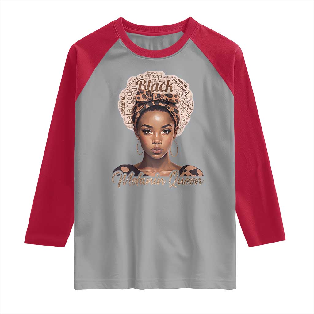 Melanin Queen Raglan Shirt Proud African American Black Pride TS11 Sport Gray Red Print Your Wear