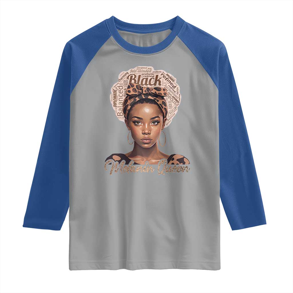 Melanin Queen Raglan Shirt Proud African American Black Pride TS11 Sport Gray Royal Print Your Wear