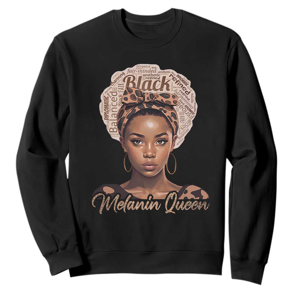 Melanin Queen Sweatshirt Proud African American Black Pride TS11 Black Print Your Wear