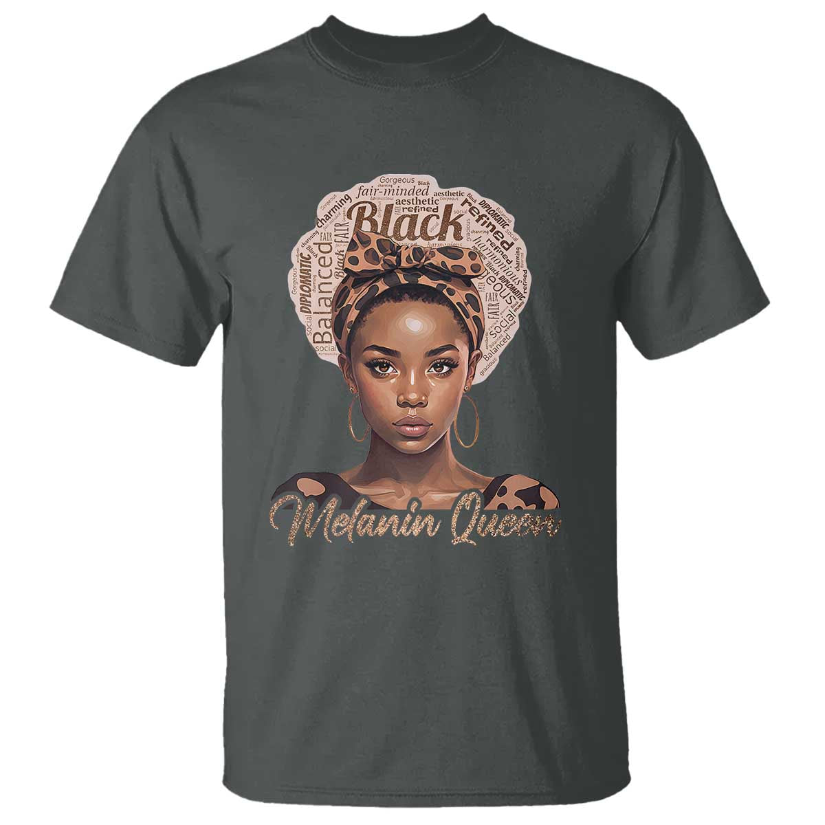 Melanin Queen T Shirt Proud African American Black Pride TS11 Dark Heather Print Your Wear