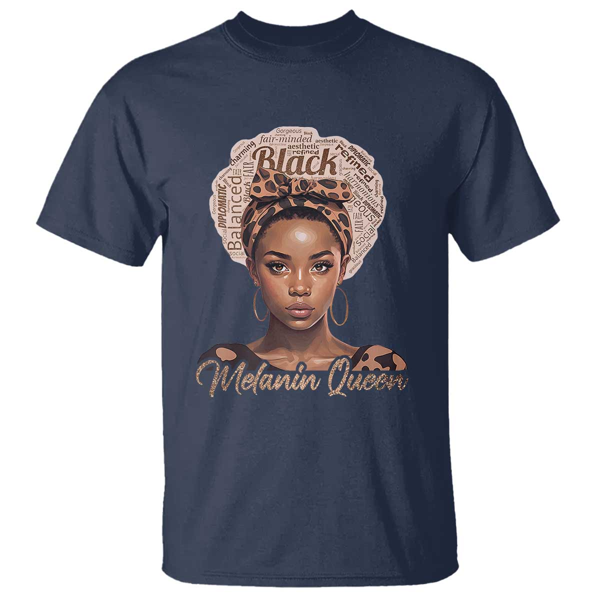 Melanin Queen T Shirt Proud African American Black Pride TS11 Navy Print Your Wear