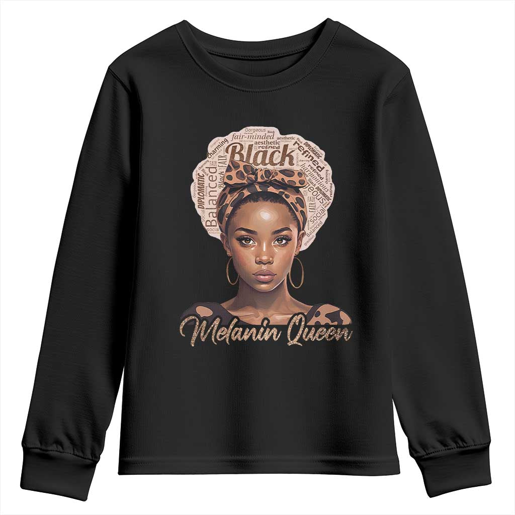 Melanin Queen Youth Sweatshirt Proud African American Black Pride TS11 Black Print Your Wear