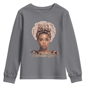 Melanin Queen Youth Sweatshirt Proud African American Black Pride TS11 Charcoal Print Your Wear