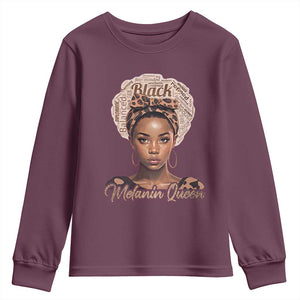 Melanin Queen Youth Sweatshirt Proud African American Black Pride TS11 Maroon Print Your Wear