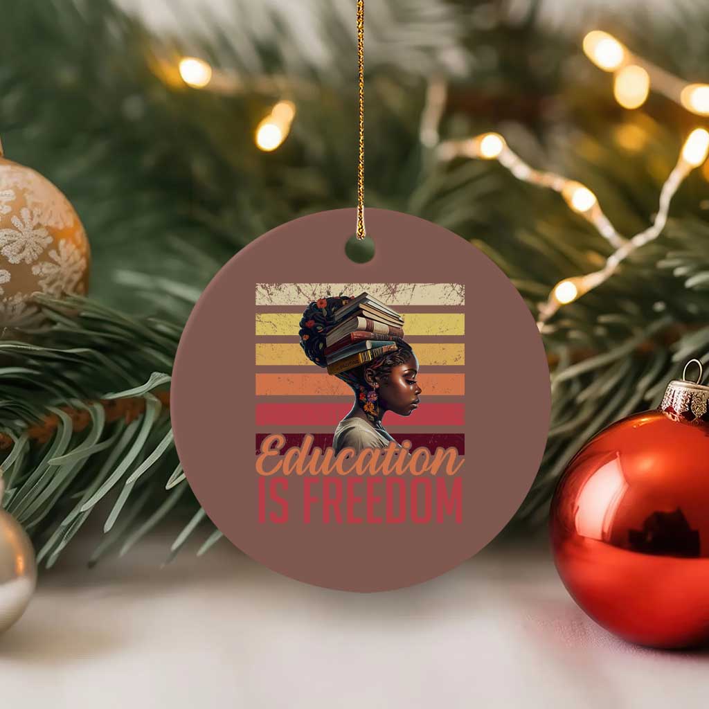 Education Is Freedom Ceramic Ornament Retro Black History Month Teacher TS11 1pc Mocha Print Your Wear