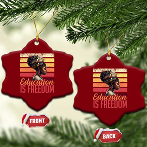 Education Is Freedom Ceramic Ornament Retro Black History Month Teacher TS11 Print Your Wear