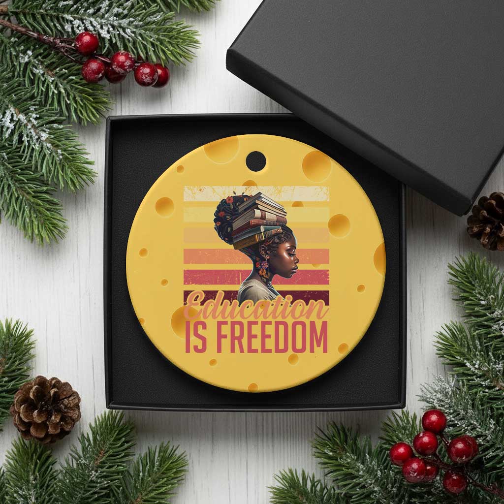 Education Is Freedom Ceramic Ornament Retro Black History Month Teacher TS11 1pc Yellow Cheese Print Your Wear