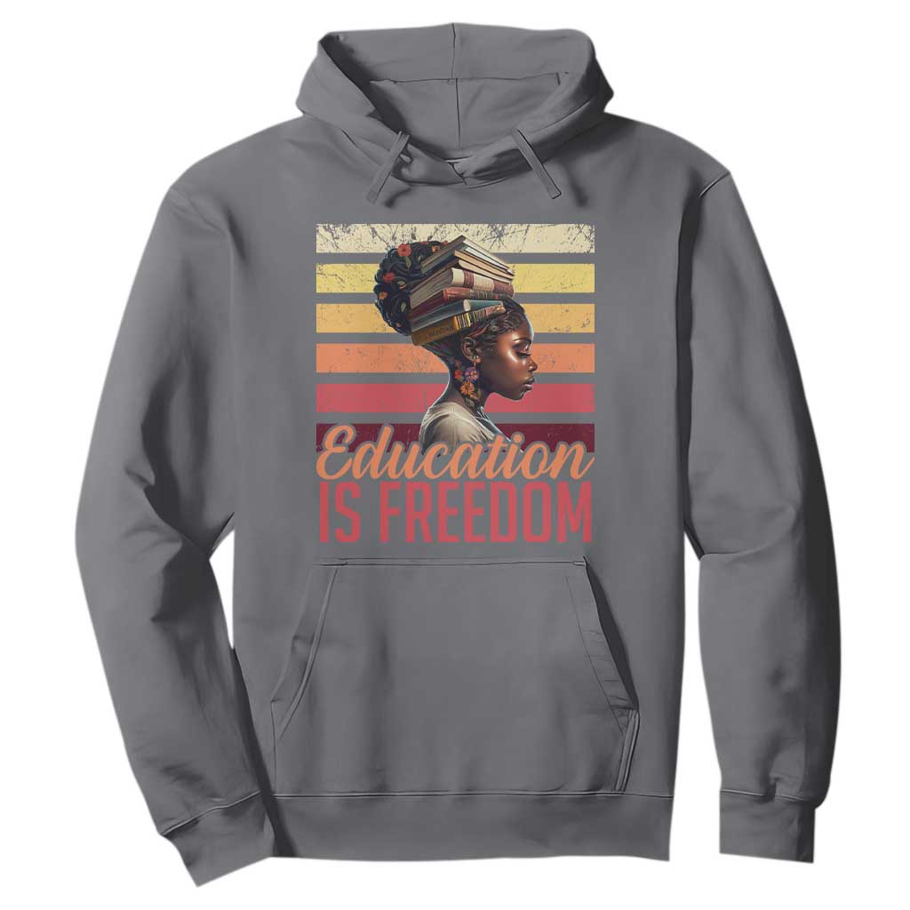Education Is Freedom Hoodie Retro Black History Month Teacher TS11 Charcoal Print Your Wear