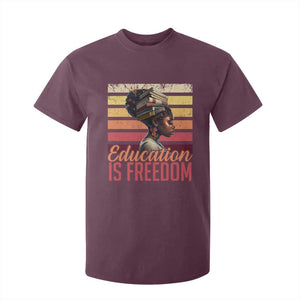 Education Is Freedom T Shirt For Kid Retro Black History Month Teacher TS11 Maroon Print Your Wear