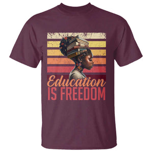 Education Is Freedom T Shirt Retro Black History Month Teacher TS11 Maroon Print Your Wear