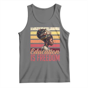 Education Is Freedom Tank Top Retro Black History Month Teacher TS11 Black Heather Print Your Wear
