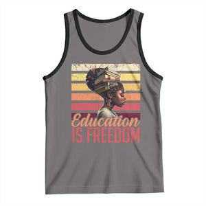 Education Is Freedom Tank Top Retro Black History Month Teacher TS11 Deep Heather Black Print Your Wear