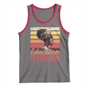 Education Is Freedom Tank Top Retro Black History Month Teacher TS11 Deep Heather Red Print Your Wear