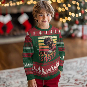 Education Is Freedom Ugly Christmas Sweater Retro Black History Month Teacher TS11 Christmas Print Your Wear