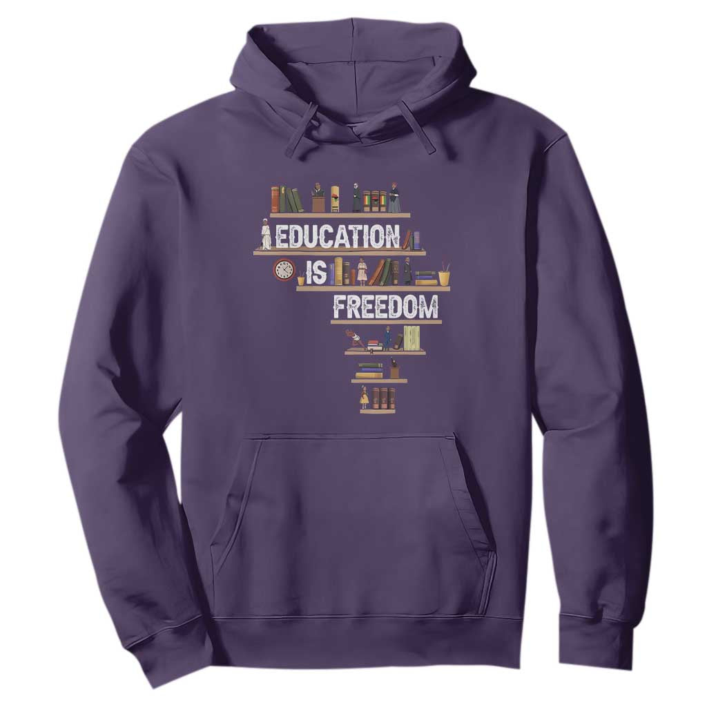 Education Is Freedom Hoodie Black History Month Teacher Black Leaders Figure TS11 Purple Print Your Wear