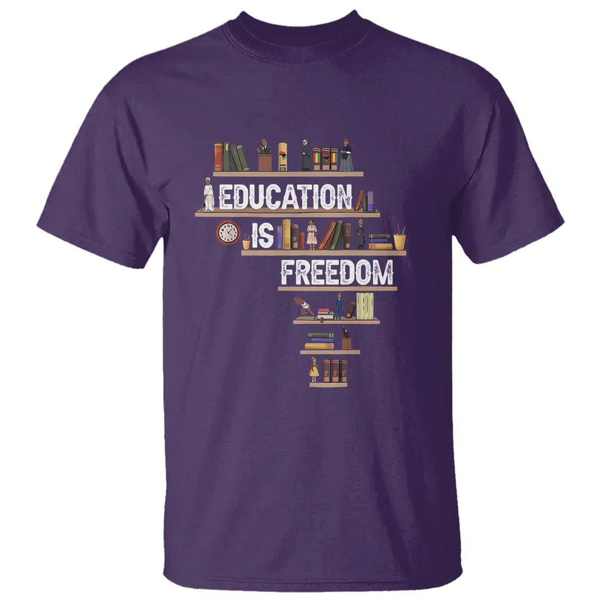 Education Is Freedom T Shirt Black History Month Teacher Black Leaders Figure TS11 Purple Print Your Wear