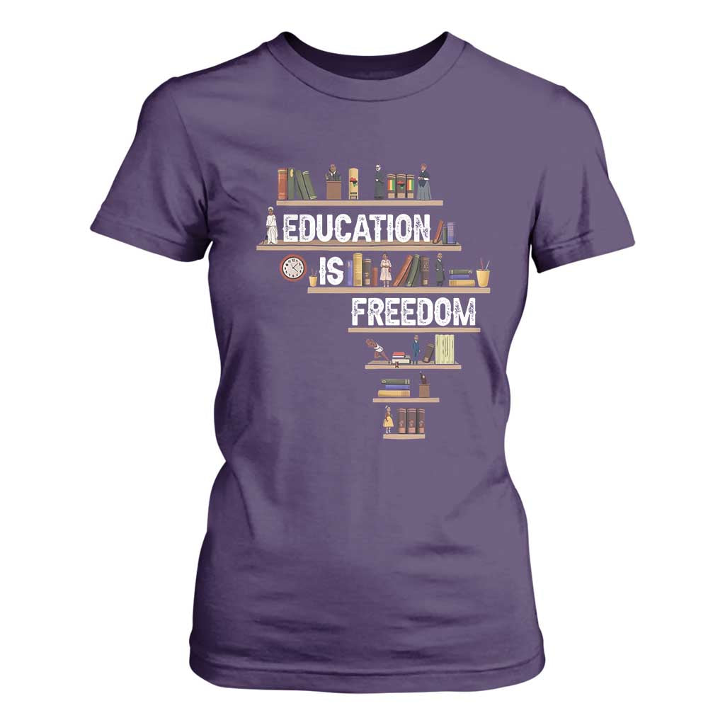 Education Is Freedom T Shirt For Women Black History Month Teacher Black Leaders Figure TS11 Purple Print Your Wear