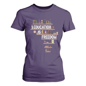 Education Is Freedom T Shirt For Women Black History Month Teacher Black Leaders Figure TS11 Purple Print Your Wear