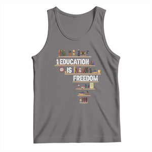 Education Is Freedom Tank Top Black History Month Teacher Black Leaders Figure TS11 Deep Heather Print Your Wear