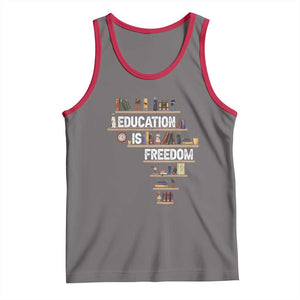 Education Is Freedom Tank Top Black History Month Teacher Black Leaders Figure TS11 Deep Heather Red Print Your Wear