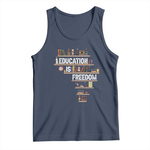 Education Is Freedom Tank Top Black History Month Teacher Black Leaders Figure TS11 Navy Print Your Wear