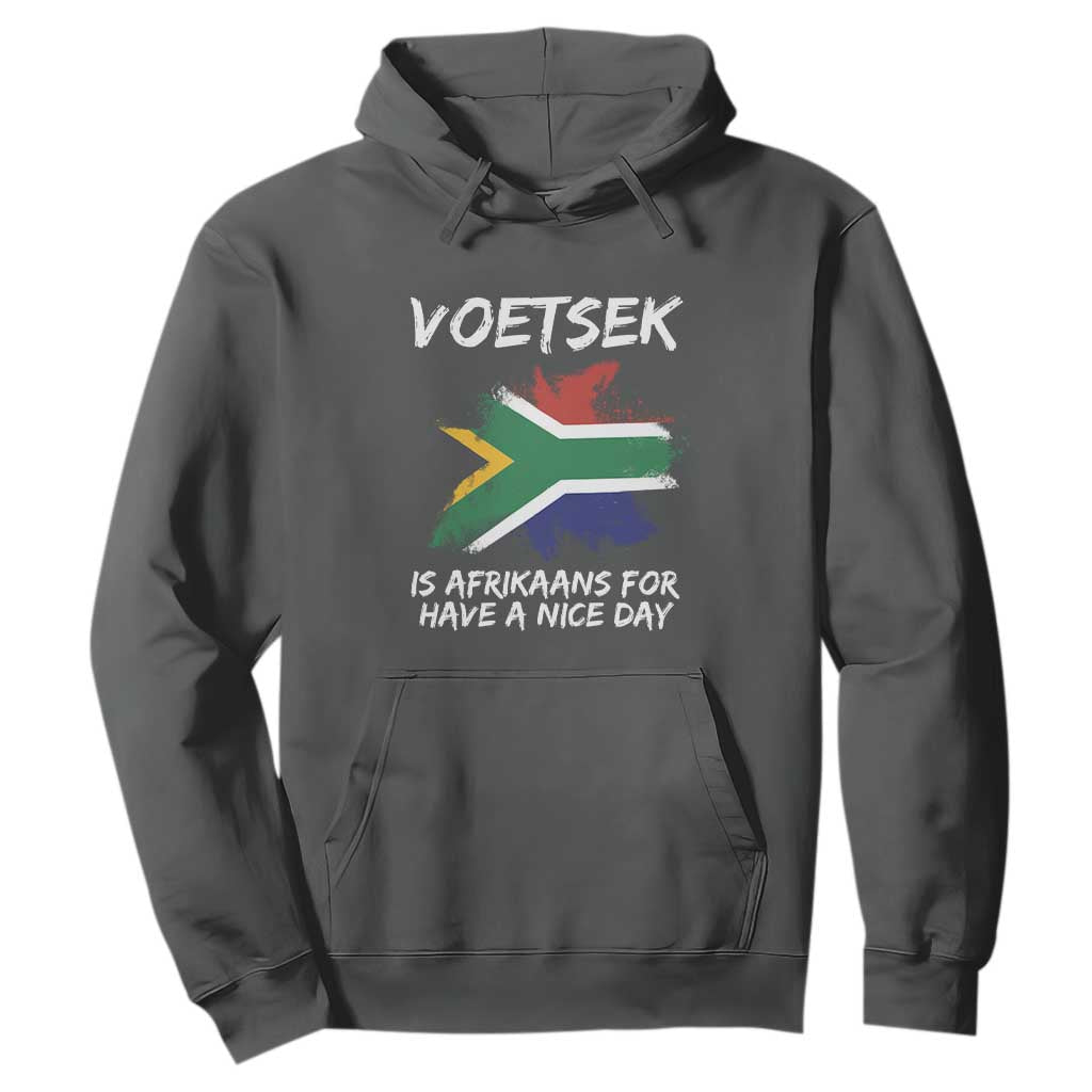 Funny Voetsek Is Afrikaans For Have A Nice Day Hoodie Vintage Saffa Flag TS11 Dark Heather Print Your Wear