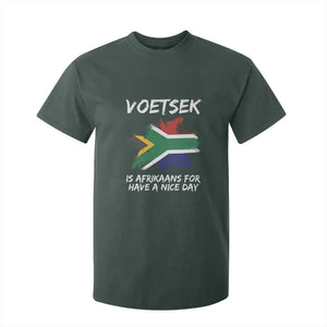 Funny Voetsek Is Afrikaans For Have A Nice Day T Shirt For Kid Vintage Saffa Flag TS11 Dark Forest Green Print Your Wear