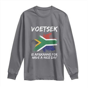 Funny Voetsek Is Afrikaans For Have A Nice Day Long Sleeve Shirt Vintage Saffa Flag TS11 Charcoal Print Your Wear