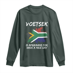 Funny Voetsek Is Afrikaans For Have A Nice Day Long Sleeve Shirt Vintage Saffa Flag TS11 Dark Forest Green Print Your Wear