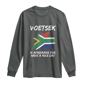 Funny Voetsek Is Afrikaans For Have A Nice Day Long Sleeve Shirt Vintage Saffa Flag TS11 Dark Heather Print Your Wear