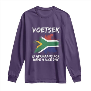 Funny Voetsek Is Afrikaans For Have A Nice Day Long Sleeve Shirt Vintage Saffa Flag TS11 Purple Print Your Wear