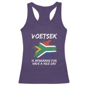 Funny Voetsek Is Afrikaans For Have A Nice Day Racerback Tank Top Vintage Saffa Flag TS11 Purple Print Your Wear
