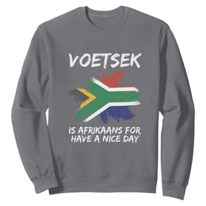 Funny Voetsek Is Afrikaans For Have A Nice Day Sweatshirt Vintage Saffa Flag TS11 Charcoal Print Your Wear