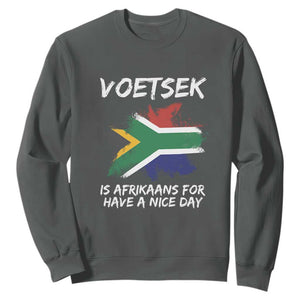 Funny Voetsek Is Afrikaans For Have A Nice Day Sweatshirt Vintage Saffa Flag TS11 Dark Heather Print Your Wear
