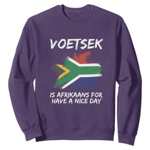 Funny Voetsek Is Afrikaans For Have A Nice Day Sweatshirt Vintage Saffa Flag TS11 Purple Print Your Wear