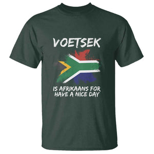 Funny Voetsek Is Afrikaans For Have A Nice Day T Shirt Vintage Saffa Flag TS11 Dark Forest Green Print Your Wear