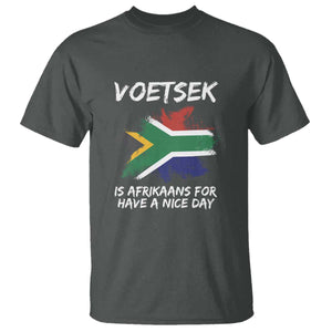 Funny Voetsek Is Afrikaans For Have A Nice Day T Shirt Vintage Saffa Flag TS11 Dark Heather Print Your Wear