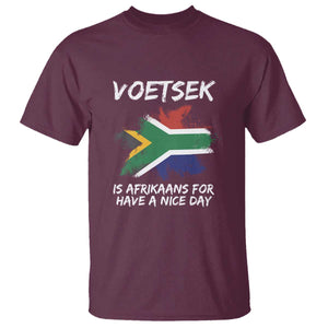 Funny Voetsek Is Afrikaans For Have A Nice Day T Shirt Vintage Saffa Flag TS11 Maroon Print Your Wear