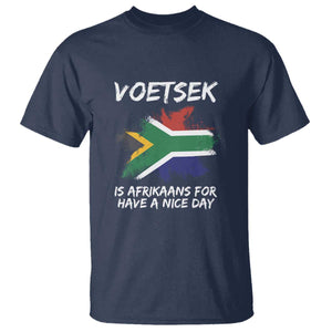 Funny Voetsek Is Afrikaans For Have A Nice Day T Shirt Vintage Saffa Flag TS11 Navy Print Your Wear